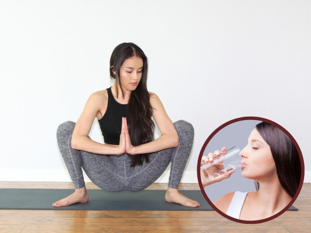 Sit in Malasana and sip water in the morning for incredible health benefits and problem relief!