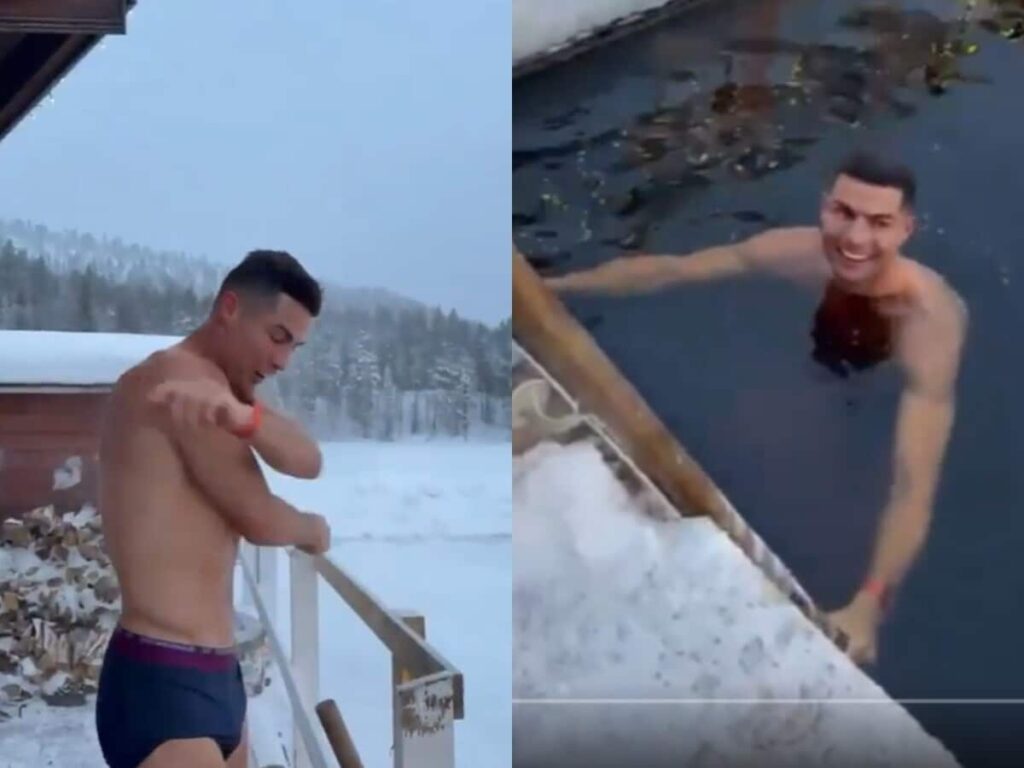 Cristiano Ronaldo Takes Chilling Ice Bath in Snow-Covered Pool, Video Goes Viral!