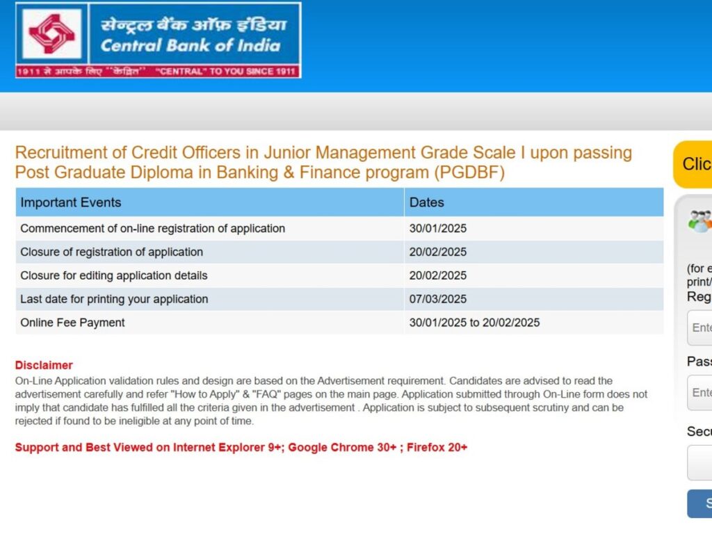 Central Bank of India Recruitment: Last Chance to Apply for 1000 Credit Officer Positions!